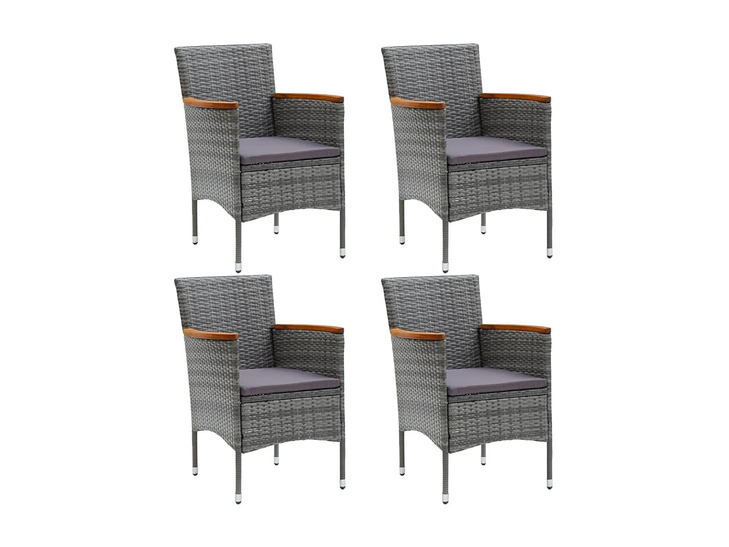 Chaises de salle à manger de jardin 4 pcs Résine tressée Gris 3