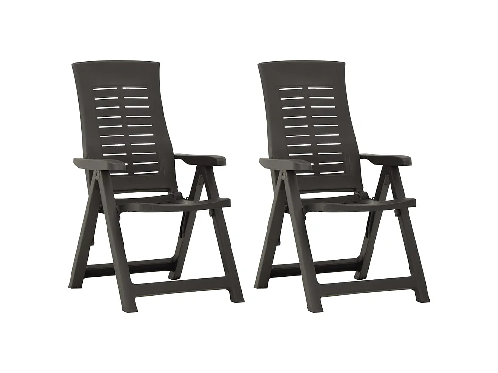Chaises inclinables de jardin 2 pcs Plastique Anthracite 3