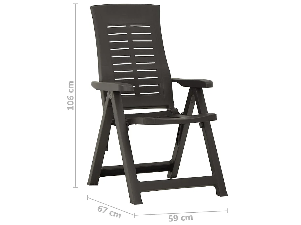 Chaises inclinables de jardin 2 pcs Plastique Anthracite 3