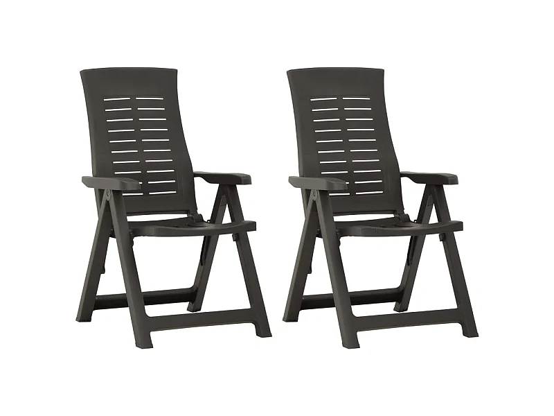Chaises inclinables de jardin 2 pcs Plastique Anthracite 3