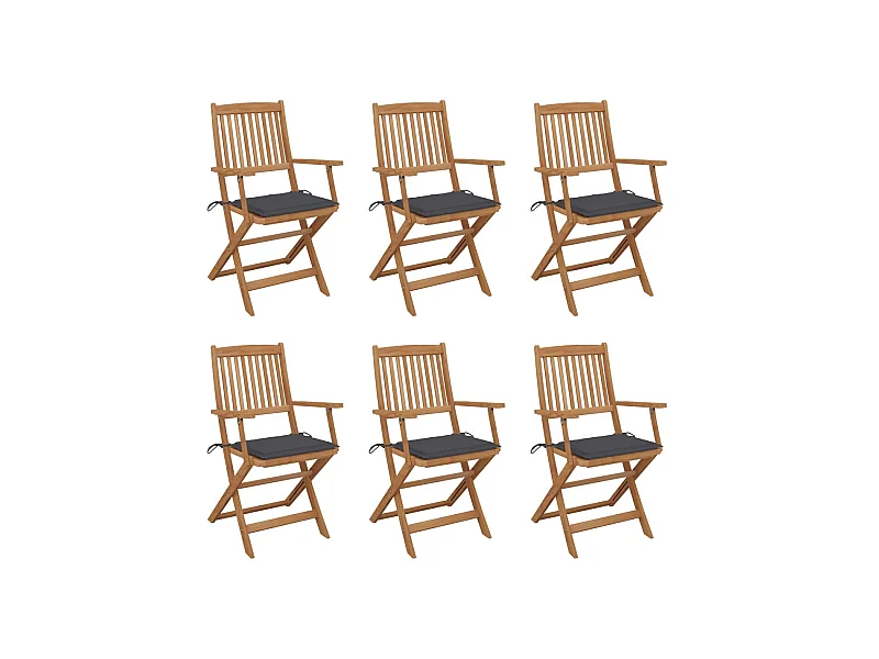 Chaises pliables de jardin 6 pcs avec coussins Bois d'acacia 82