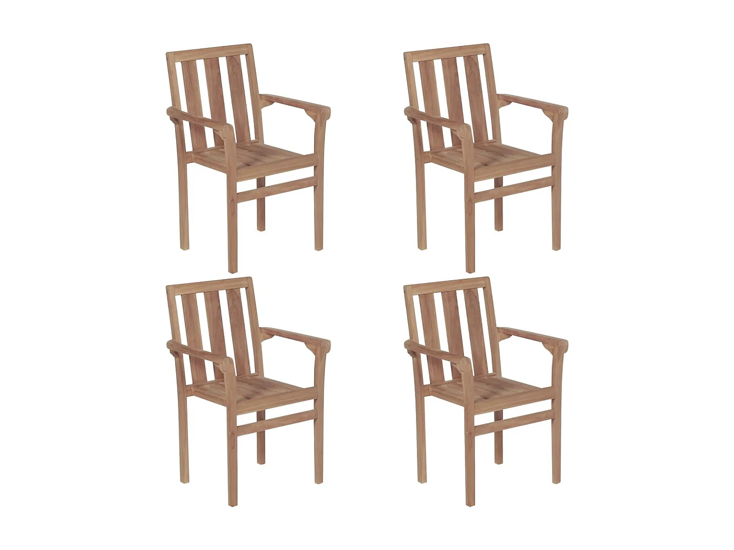 Chaises de jardin empilables avec coussins 4 pcs Teck solide 31