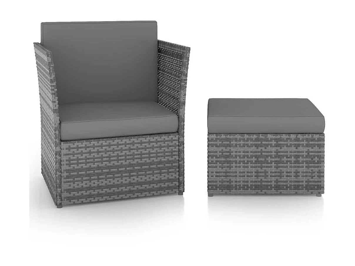 Chaise de jardin avec tabouret Résine tressée Anthracite