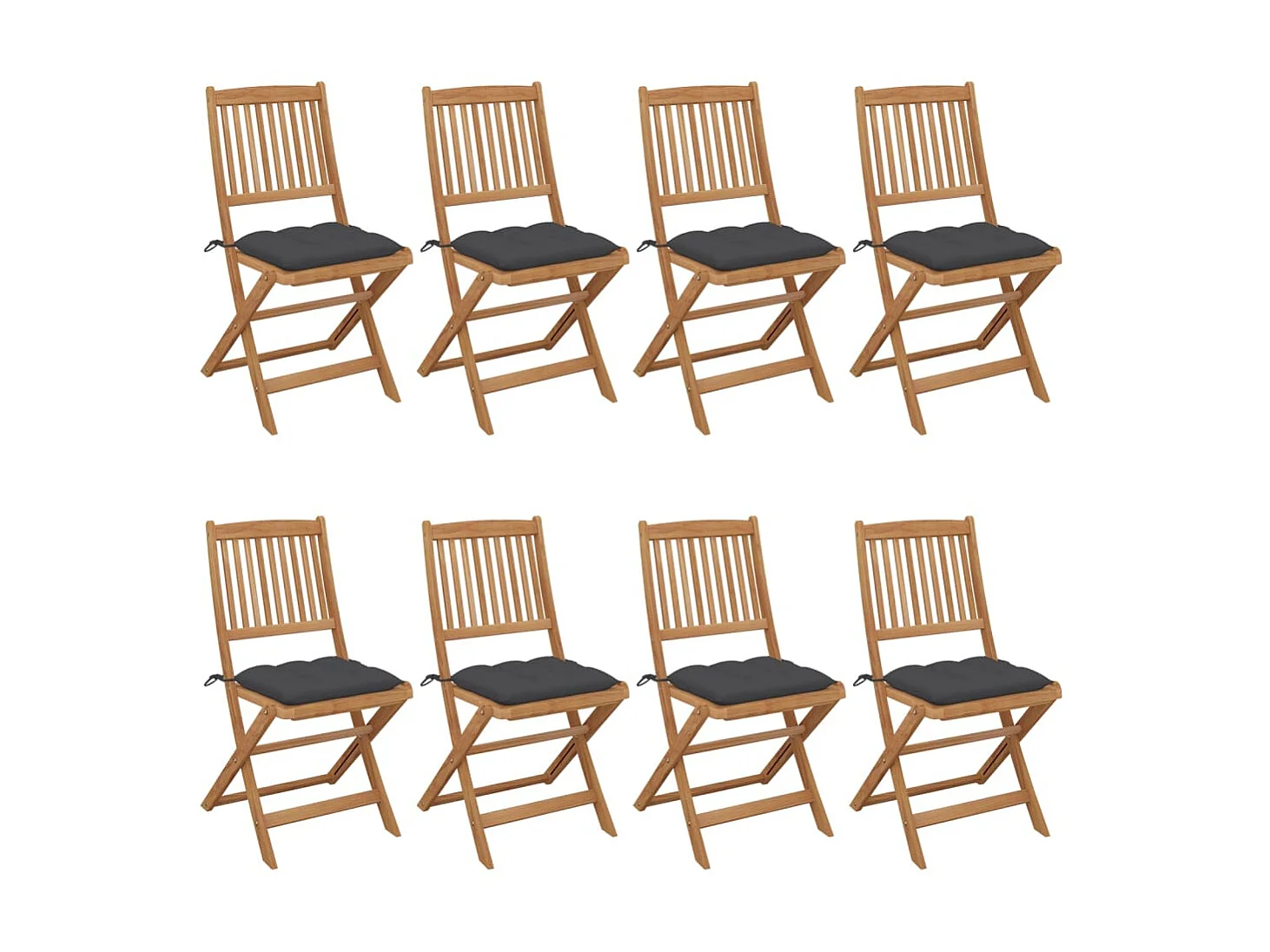 Chaises pliables de jardin 8 pcs avec coussins Bois d'acacia 19