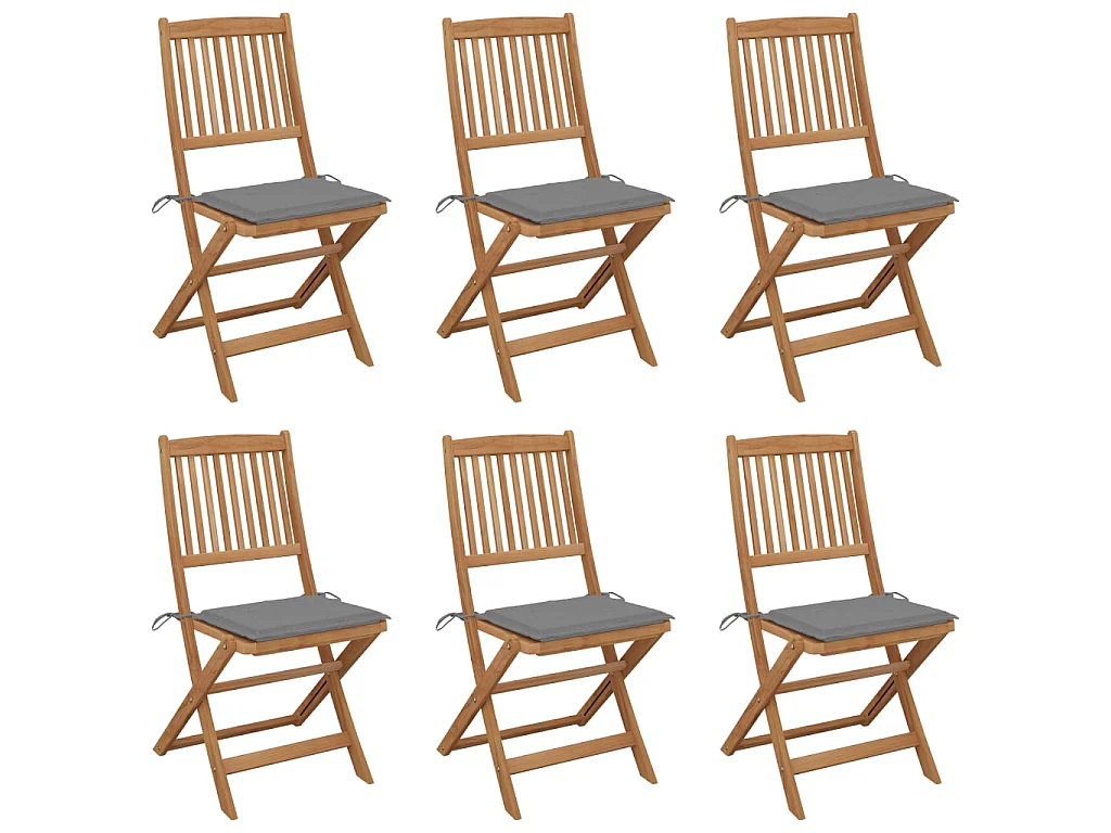 Chaises pliables de jardin 6 pcs avec coussins Bois d'acacia 49