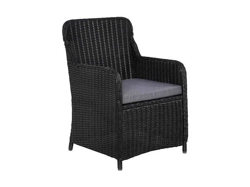 Chaise de jardin tissu gris et résine noire Iggem - Lot de 2