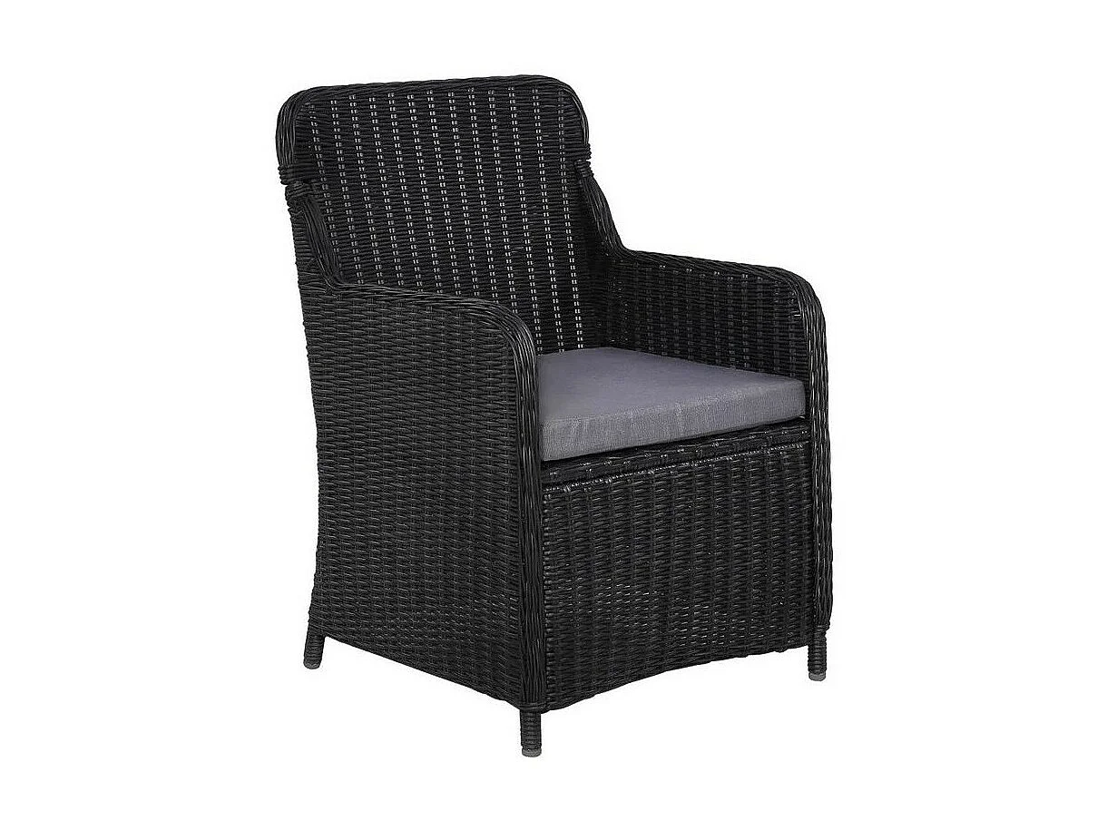 Chaise de jardin tissu gris et résine noire Iggem - Lot de 2