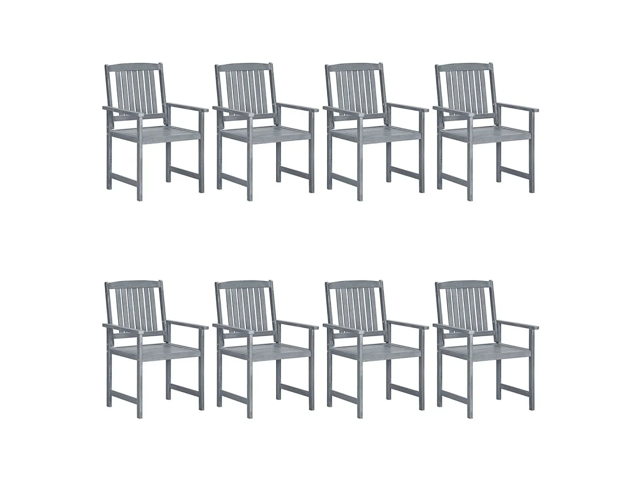 Chaises de jardin 8 pcs Bois d'acacia solide Gris