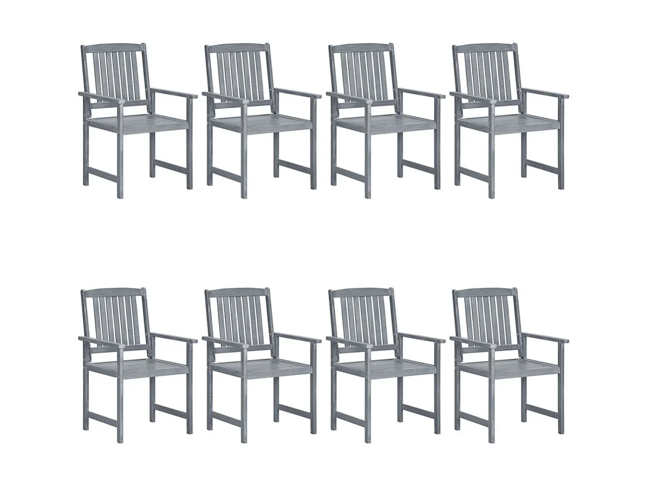 Chaises de jardin 8 pcs Bois d'acacia solide Gris