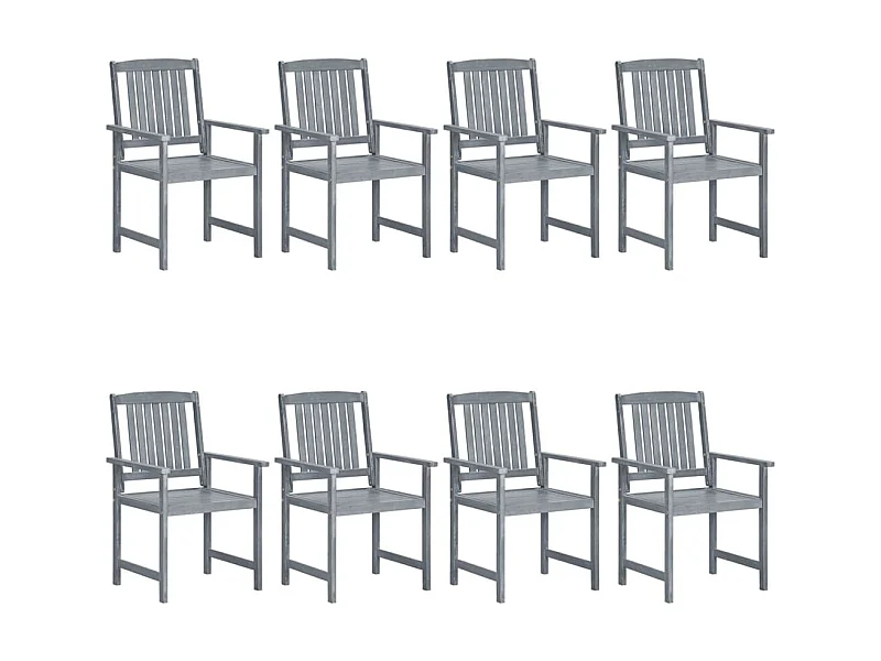 Chaises de jardin 8 pcs Bois d'acacia solide Gris