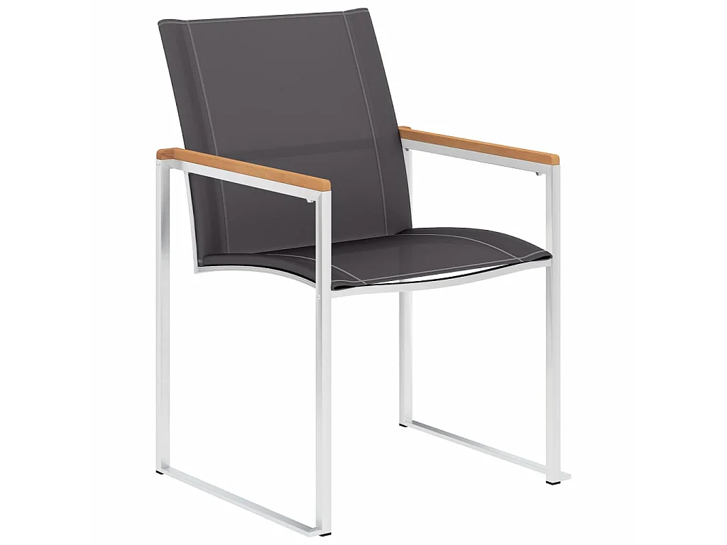 Chaises de jardin 4 pcs Textilène et acier inoxydable Gris