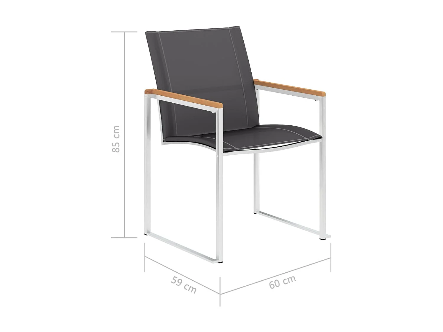 Chaises de jardin 4 pcs Textilène et acier inoxydable Gris