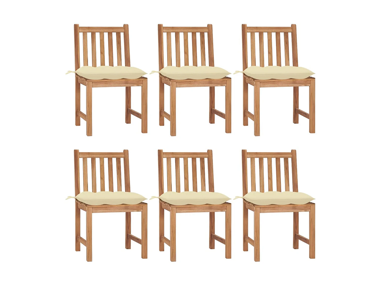 Chaises de jardin 6 pcs avec coussins Bois de teck massif 12