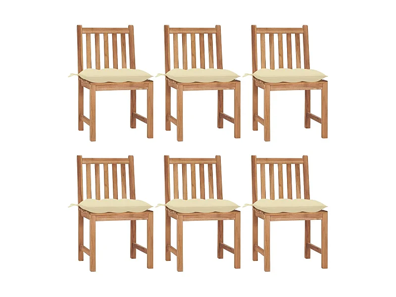 Chaises de jardin 6 pcs avec coussins Bois de teck massif 12