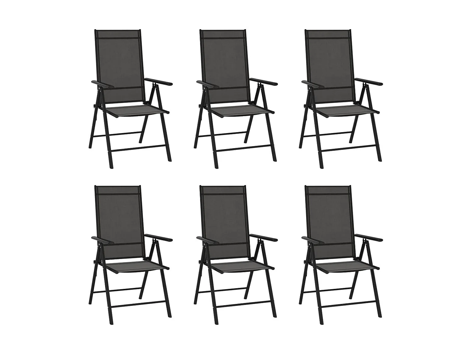 Chaises de jardin pliables 6 pcs Textilène Noir 2