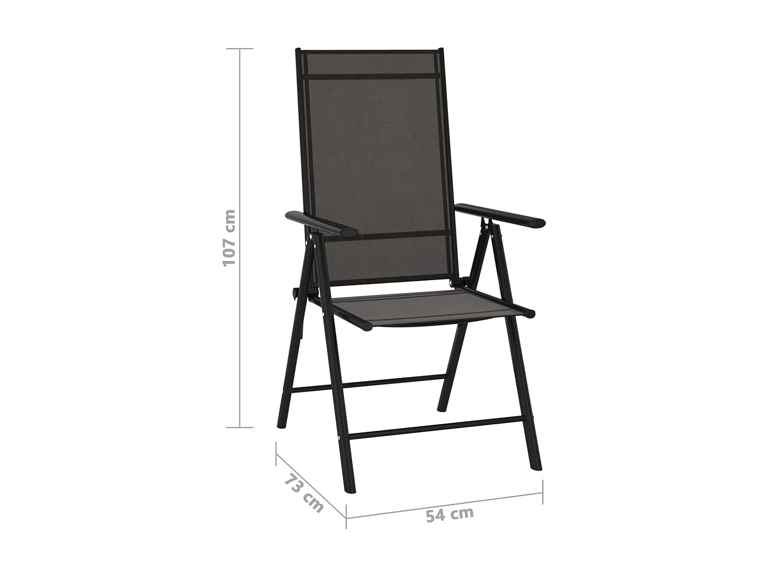 Chaises de jardin pliables 6 pcs Textilène Noir 2