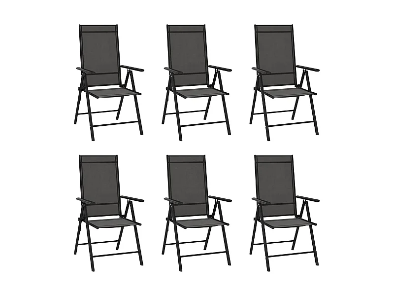 Chaises de jardin pliables 6 pcs Textilène Noir 2