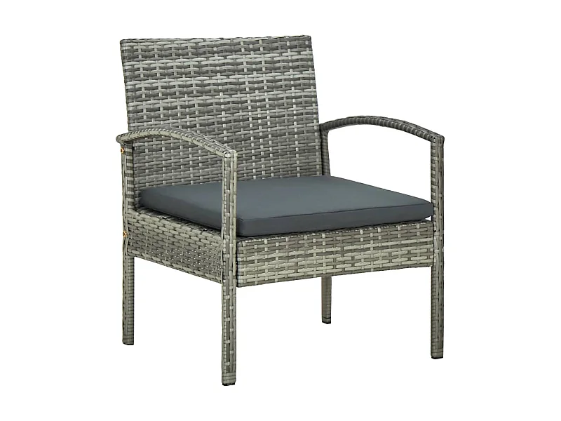 Chaise de jardin avec coussin Résine tressée Gris