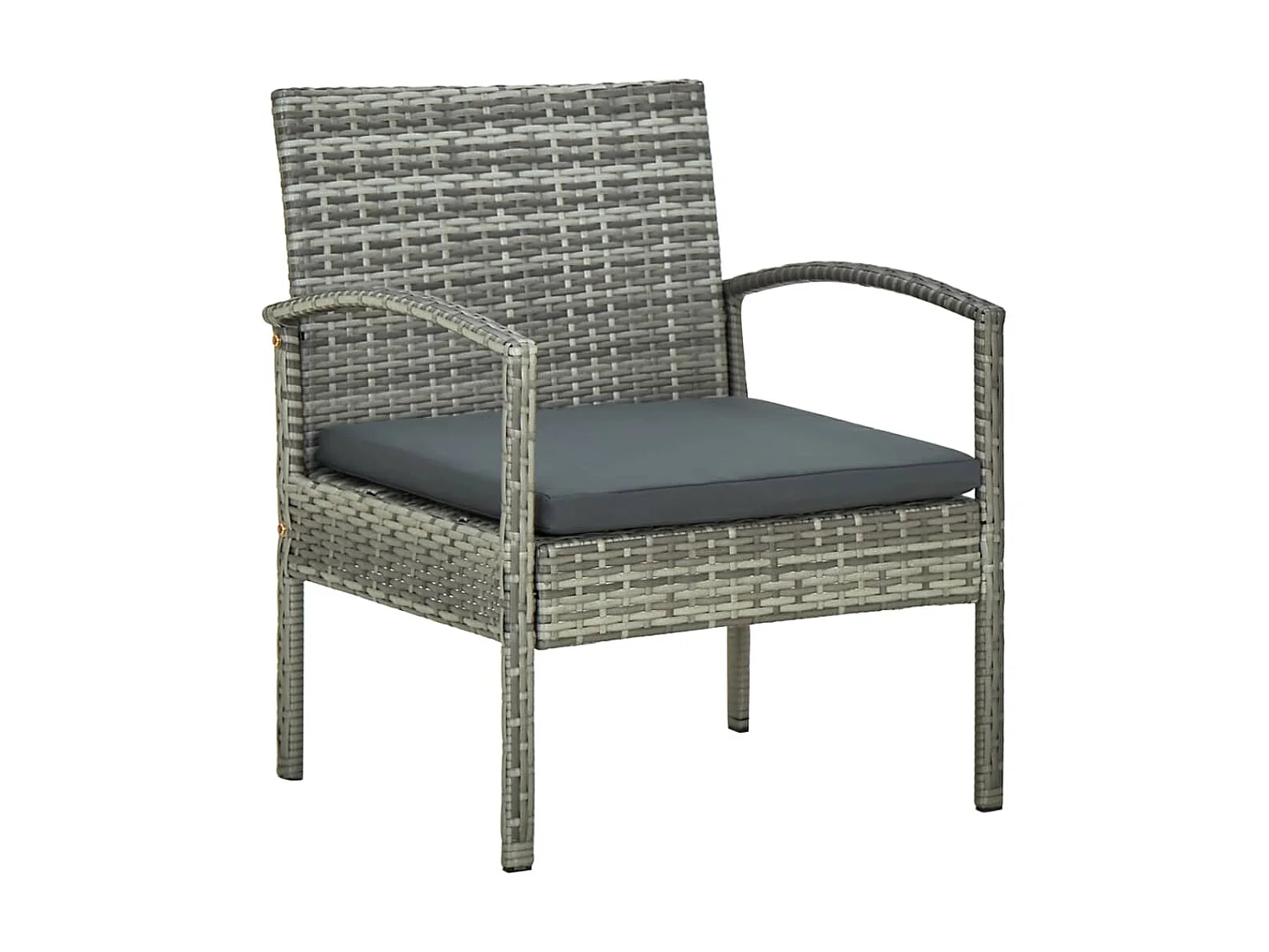 Chaise de jardin avec coussin Résine tressée Gris