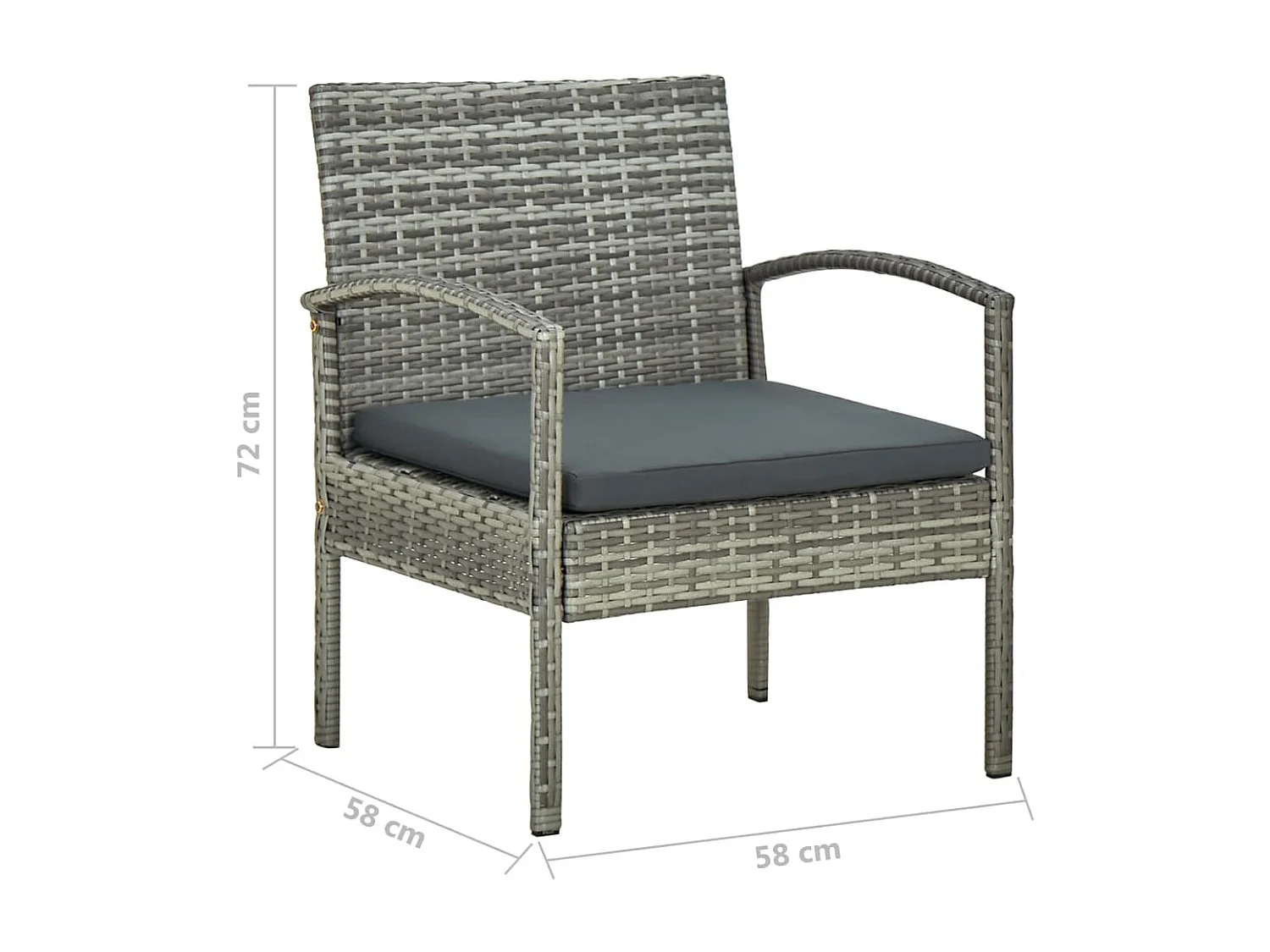 Chaise de jardin avec coussin Résine tressée Gris