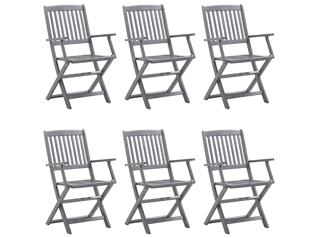 Chaises pliables d'extérieur 6 pcs avec coussins Bois d'acacia 13