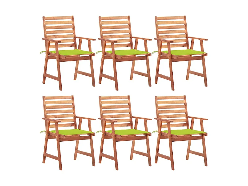 Chaises à dîner d'extérieur 6 pcs avec coussins Acacia massif 26