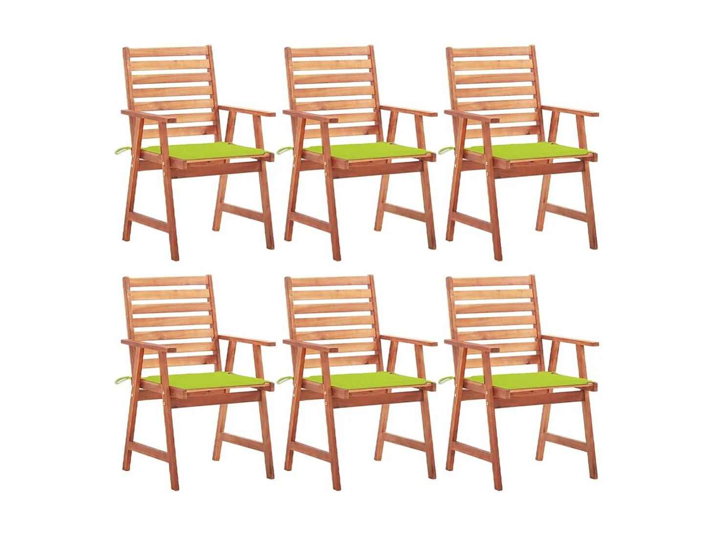 Chaises à dîner d'extérieur 6 pcs avec coussins Acacia massif 26