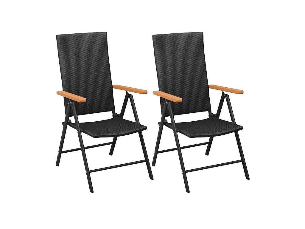Chaises empilables de jardin 2 pcs Résine tressée Noir