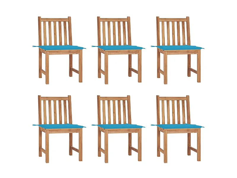 Chaises de jardin 6 pcs avec coussins Bois de teck massif 6