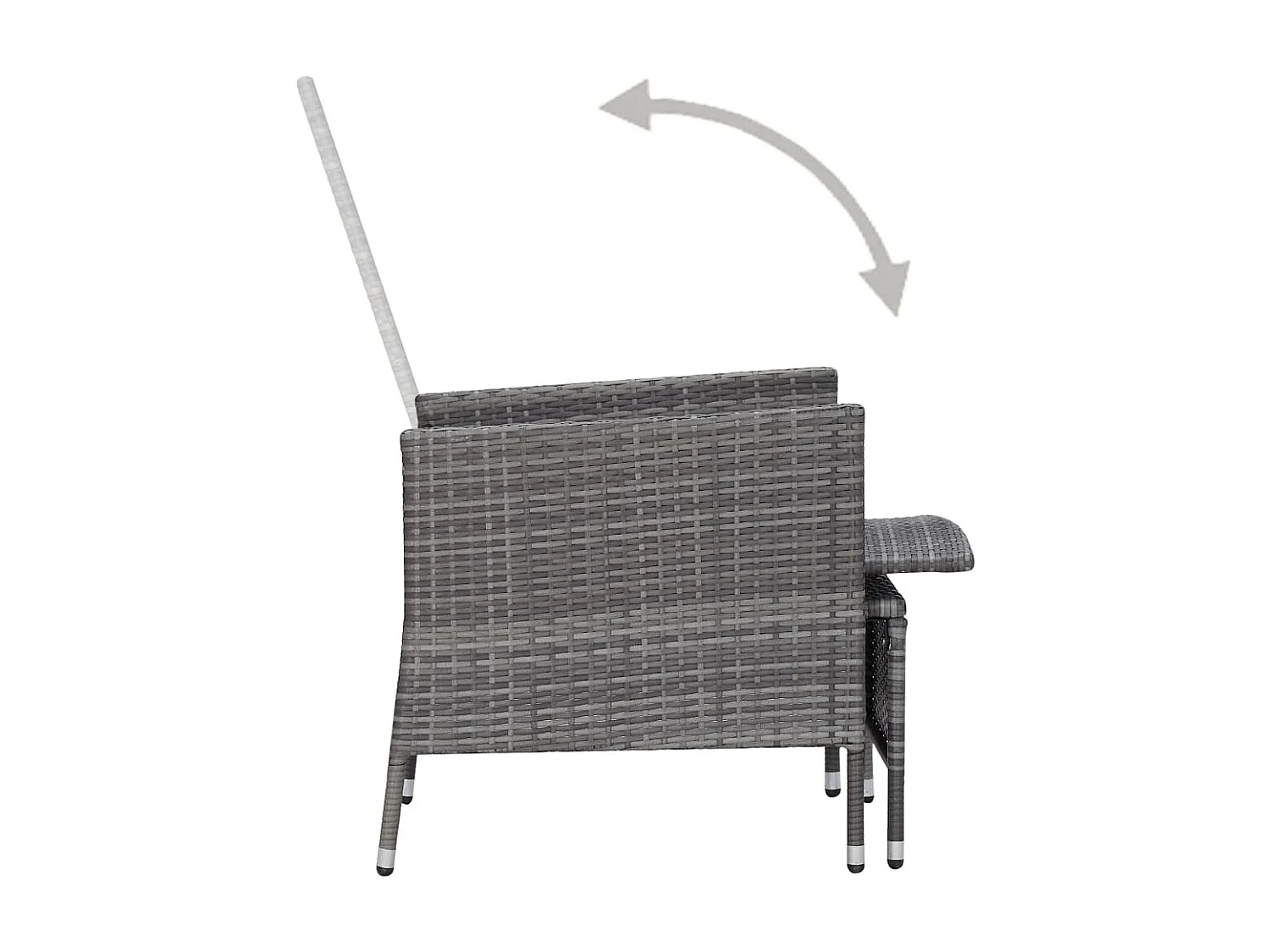 Chaise inclinable de jardin avec coussins Résine tressée Gris