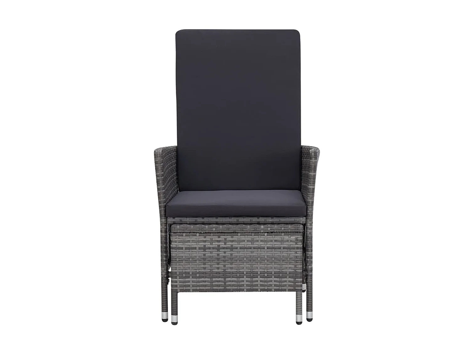 Chaise inclinable de jardin avec coussins Résine tressée Gris