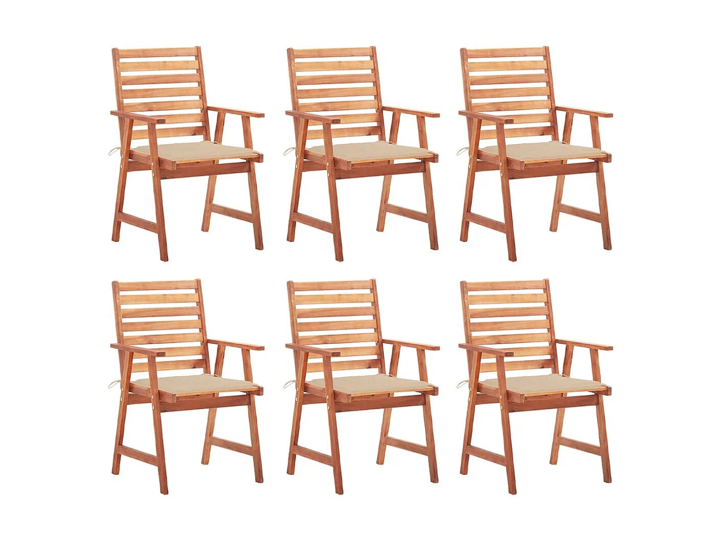 Chaises à dîner d'extérieur 6 pcs avec coussins Acacia massif 2