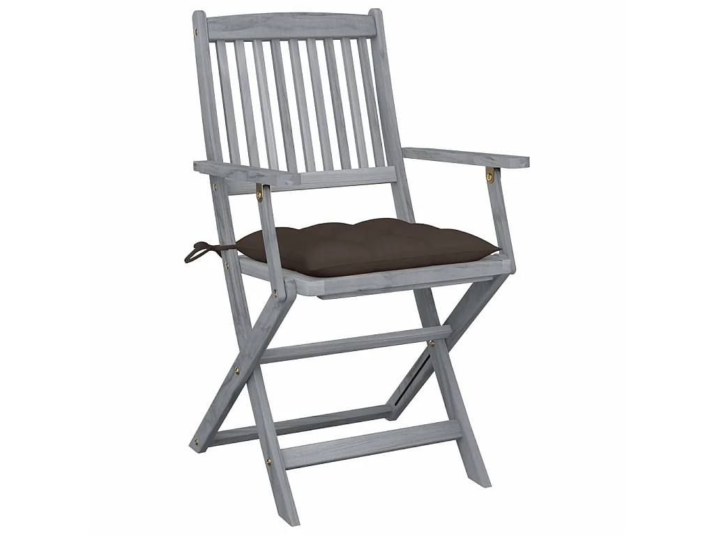 Chaises pliables d'extérieur 2 pcs avec coussins Bois d'acacia 33