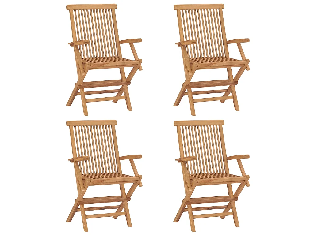 Chaises de jardin avec coussins gris 4 pcs Bois de teck massif 4