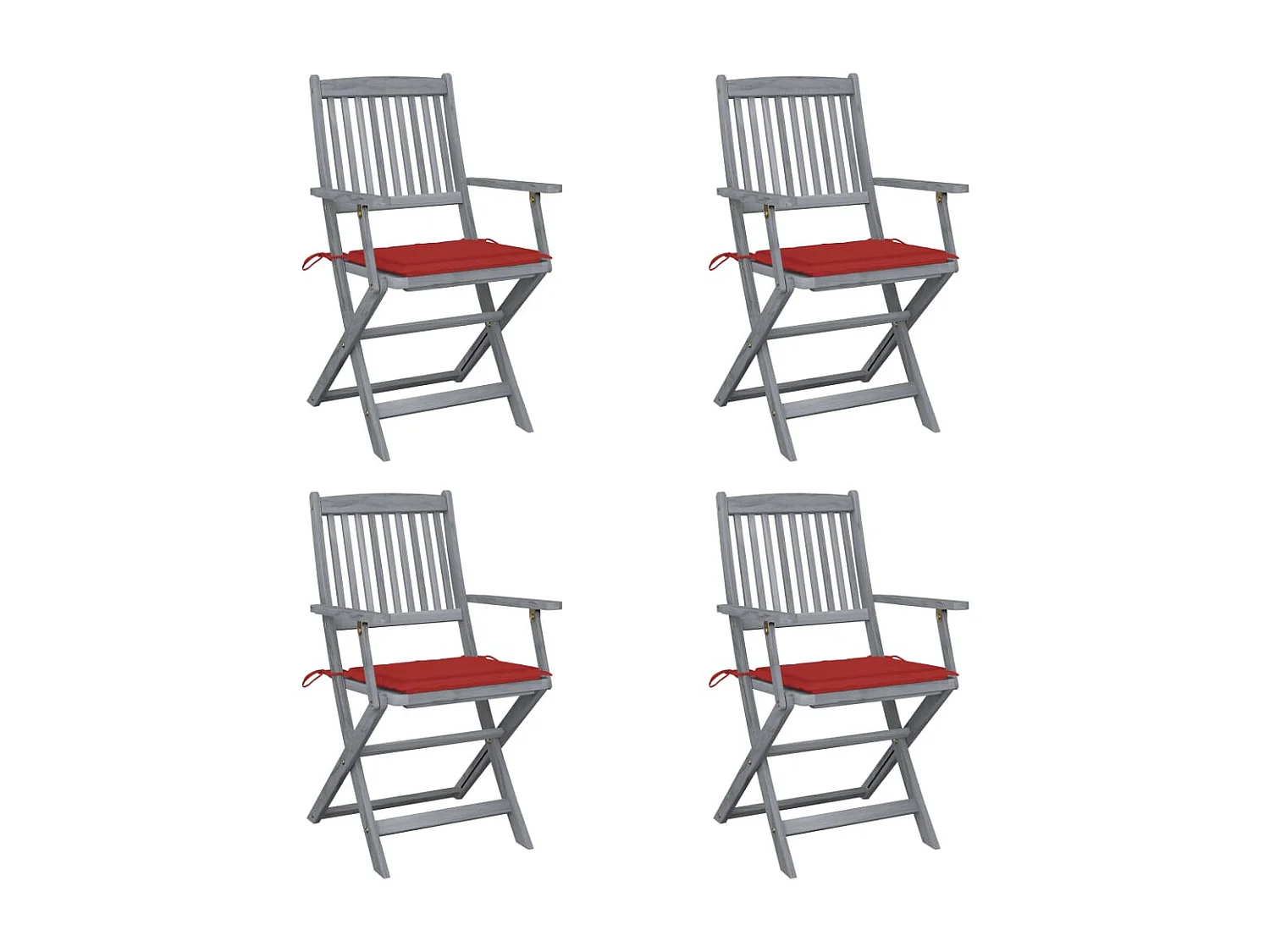 Chaises pliables d'extérieur 4 pcs avec coussins Bois d'acacia 3