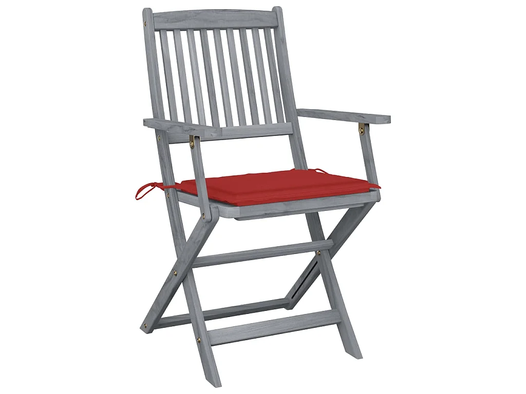 Chaises pliables d'extérieur 4 pcs avec coussins Bois d'acacia 3