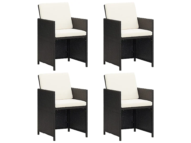 Chaises de jardin 4 pcs Résine tressée Noir 3