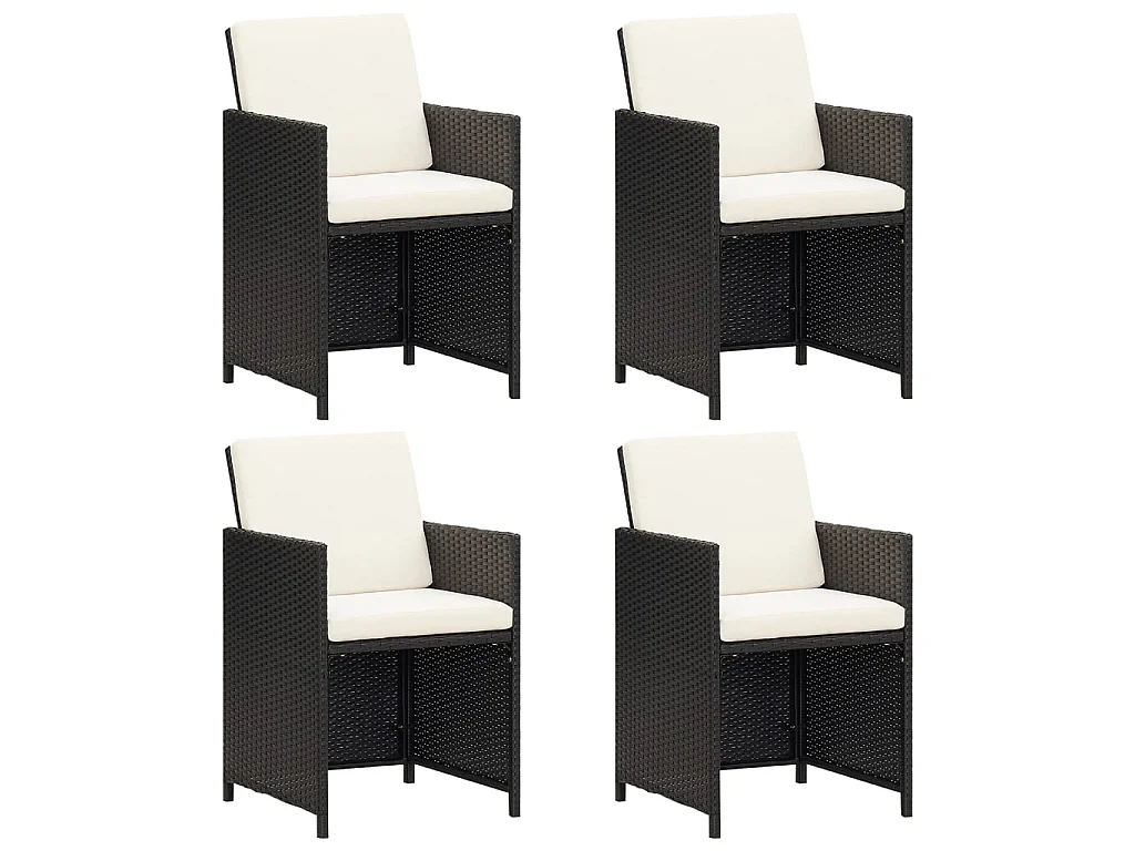 Chaises de jardin 4 pcs Résine tressée Noir 3