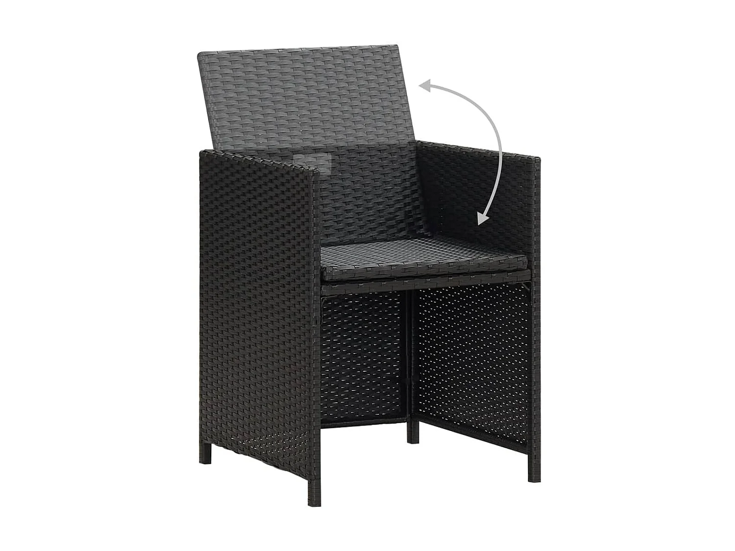 Chaises de jardin 4 pcs Résine tressée Noir 3