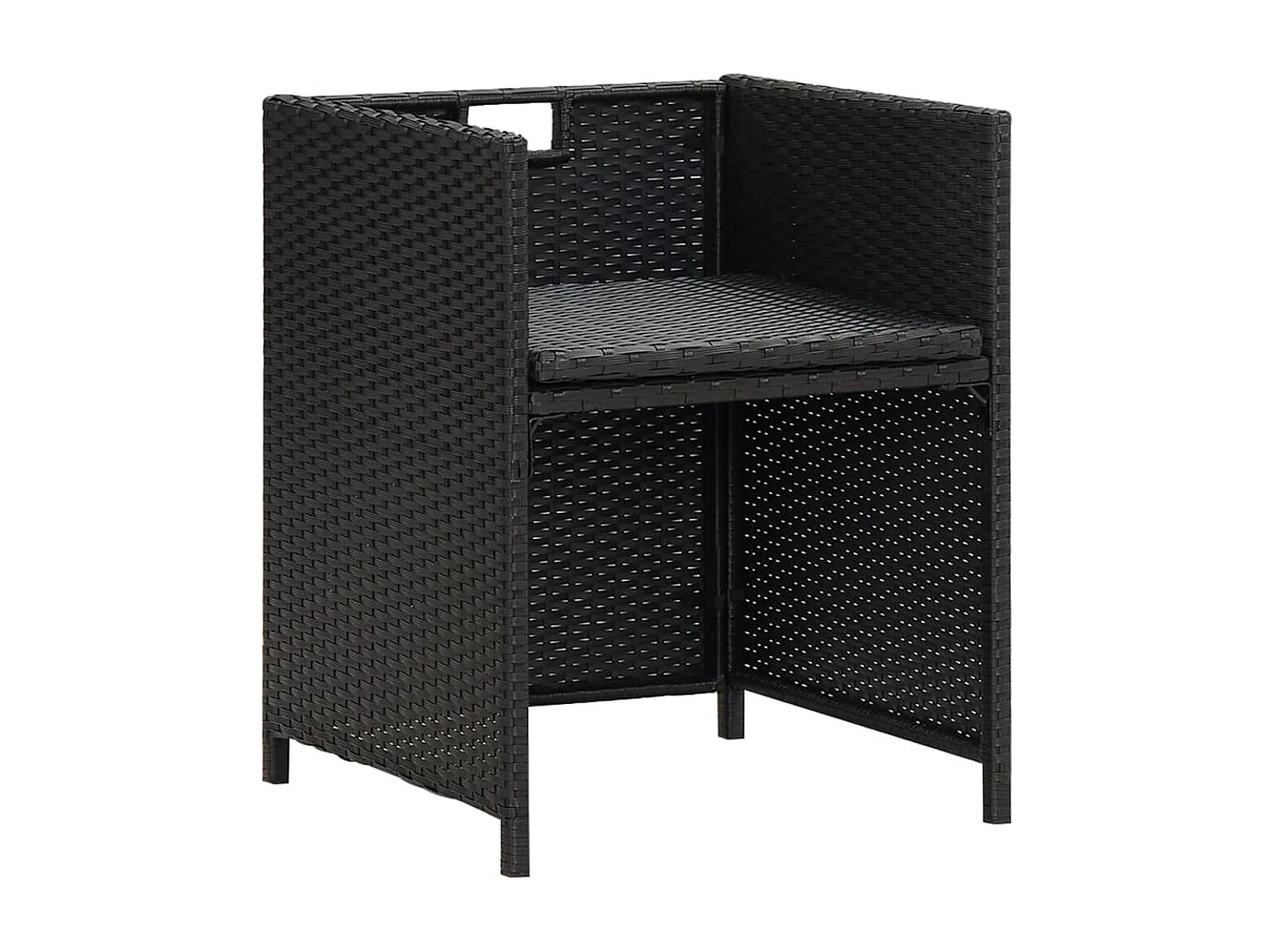 Chaises de jardin 4 pcs Résine tressée Noir 3