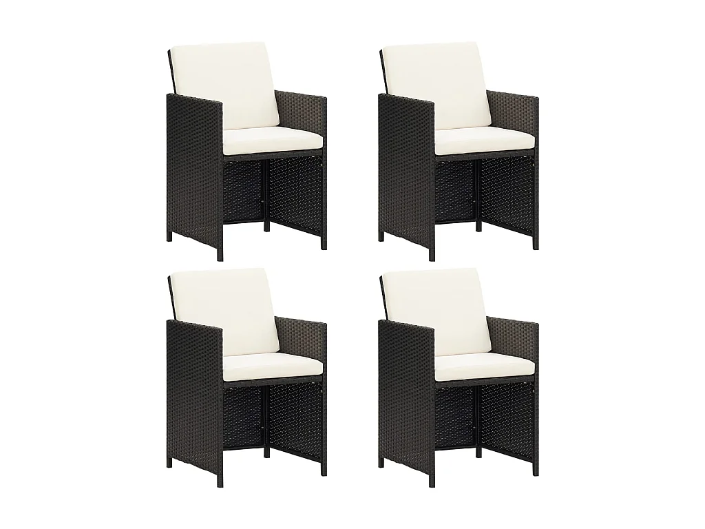 Chaises de jardin 4 pcs Résine tressée Noir 3
