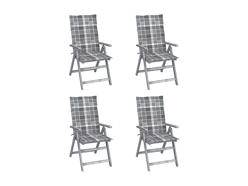 Chaises inclinables de jardin 4 pcs avec coussins Bois d'acacia 39