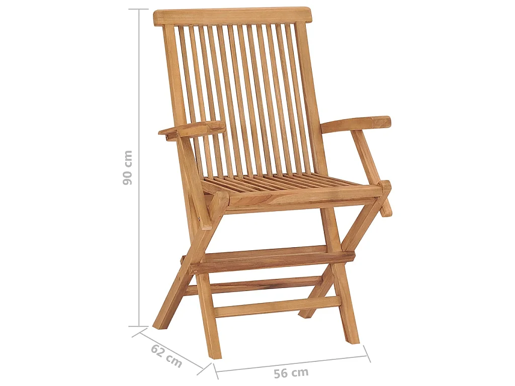 Chaises de jardin pliables 2 pcs Bois de teck massif 3
