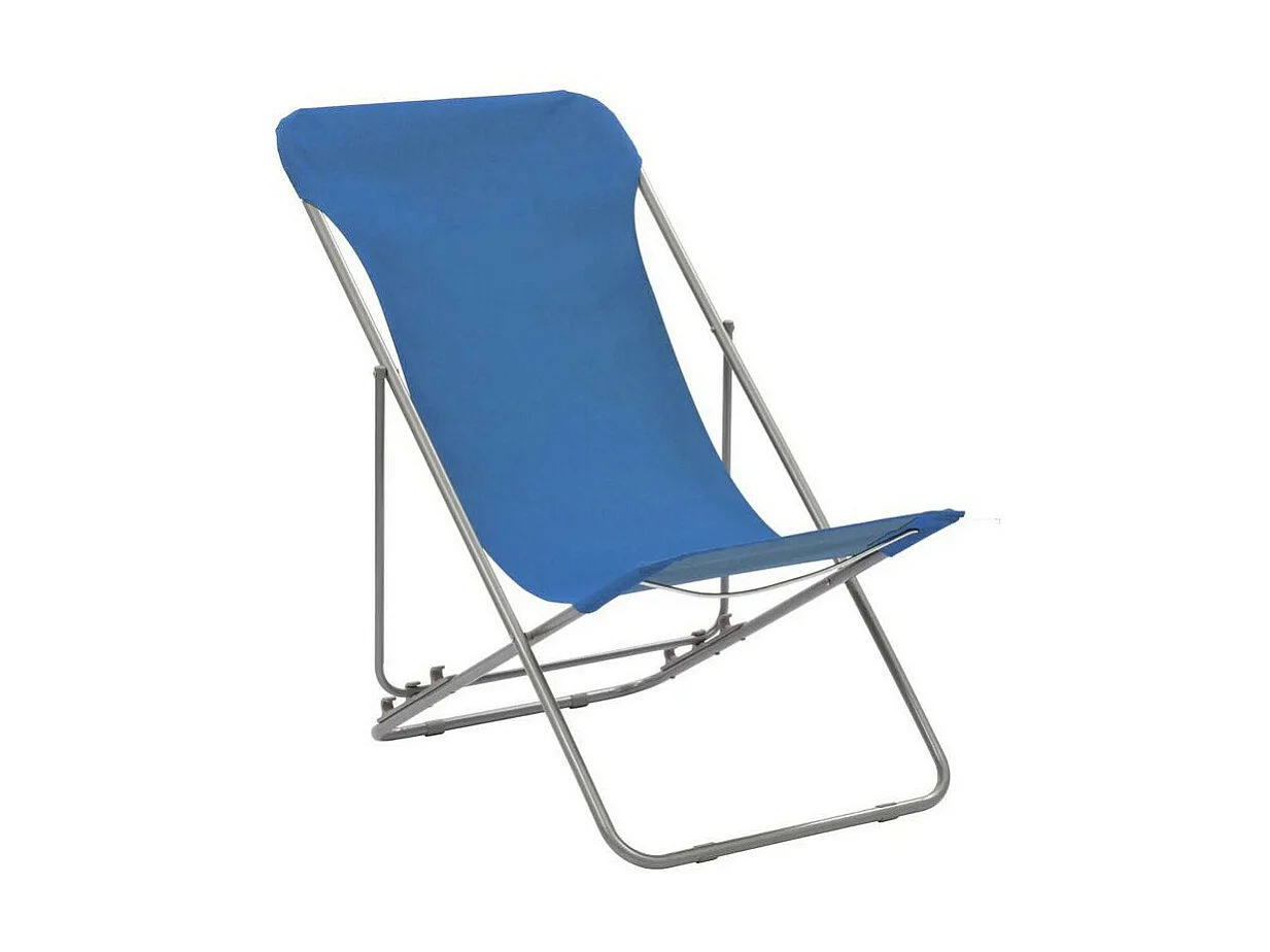 Chaise de jardin pliante tissu bleu et métal Ecio - Lot de 2