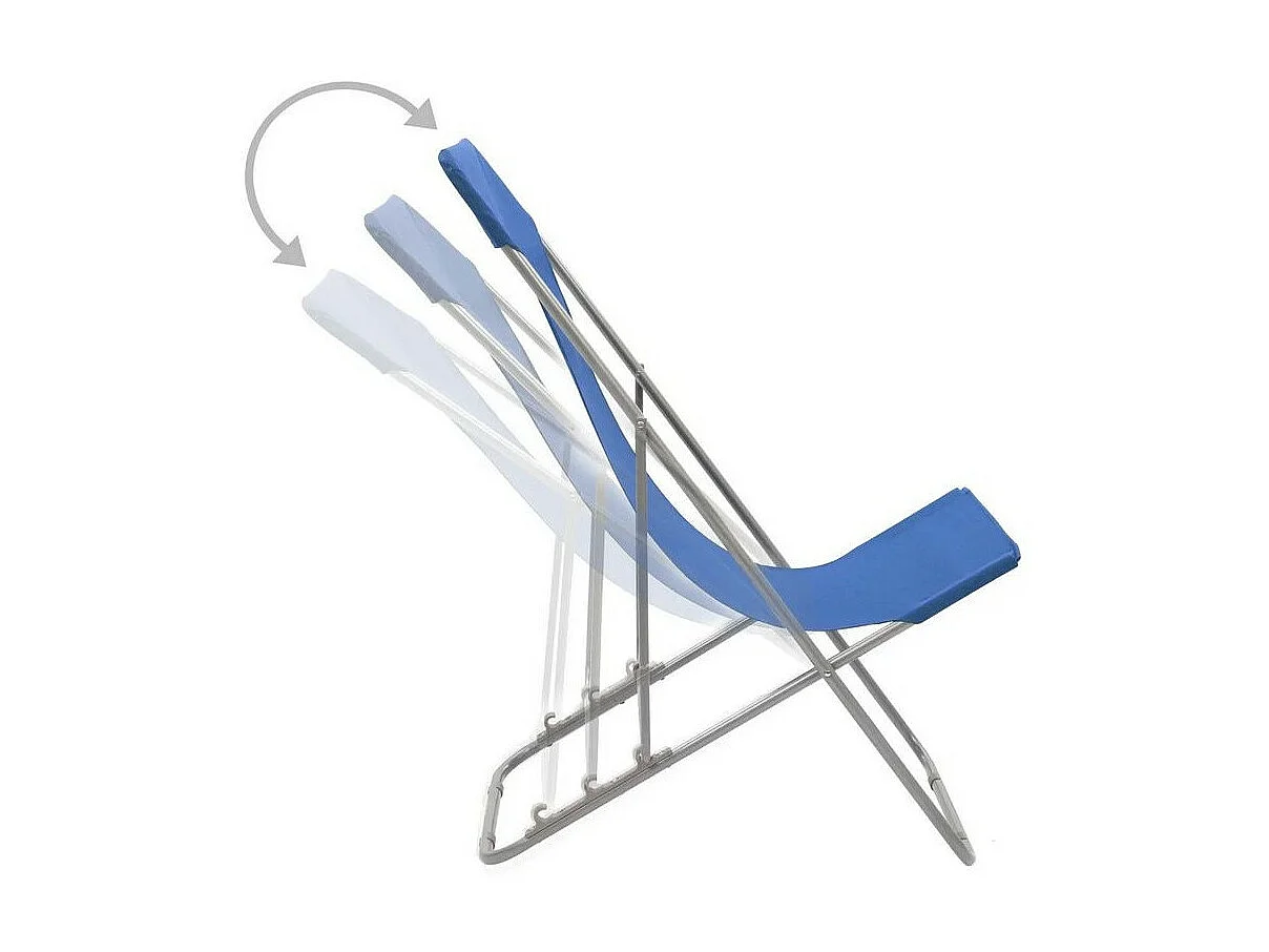 Chaise de jardin pliante tissu bleu et métal Ecio - Lot de 2