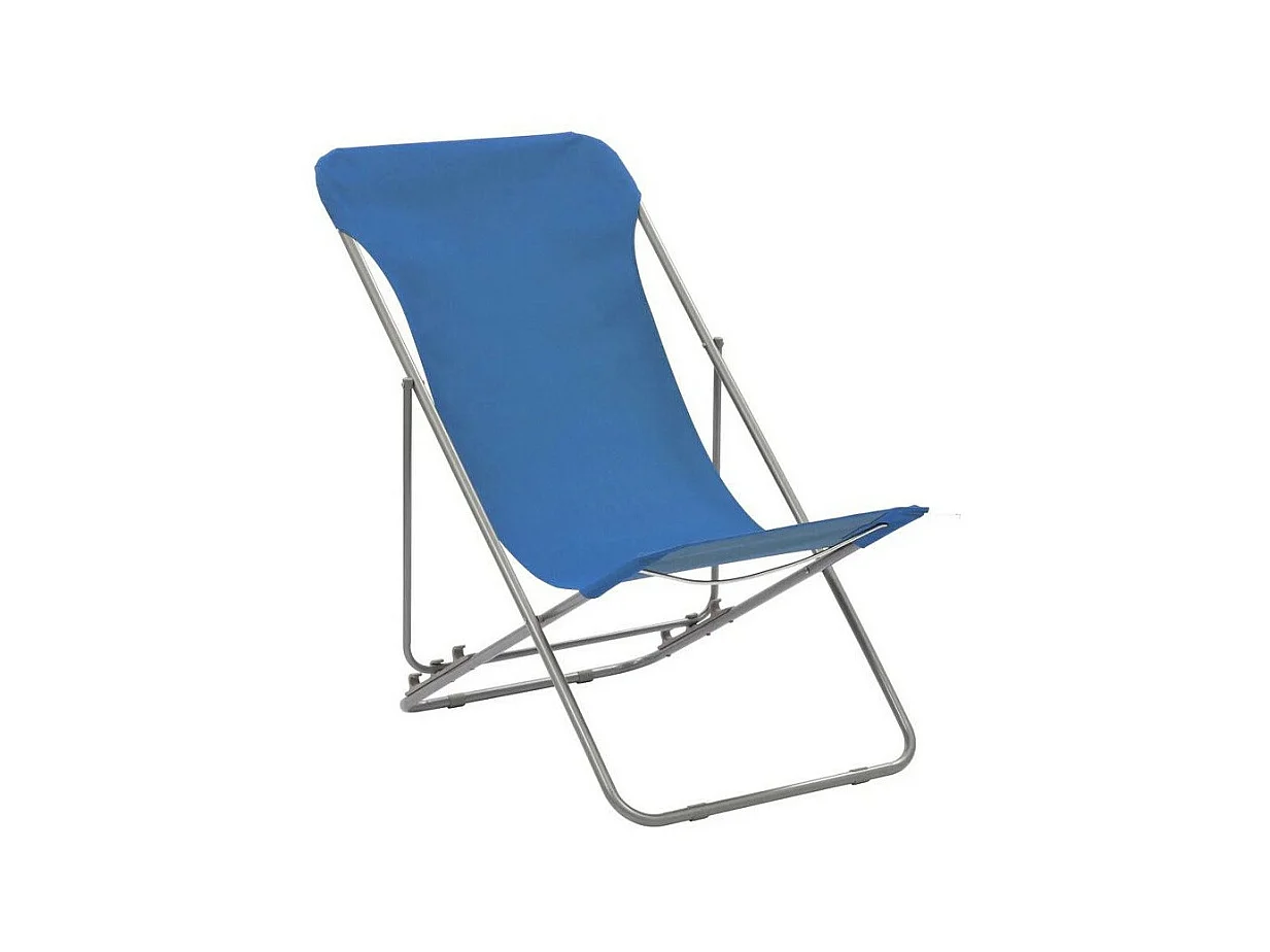 Chaise de jardin pliante tissu bleu et métal Ecio - Lot de 2