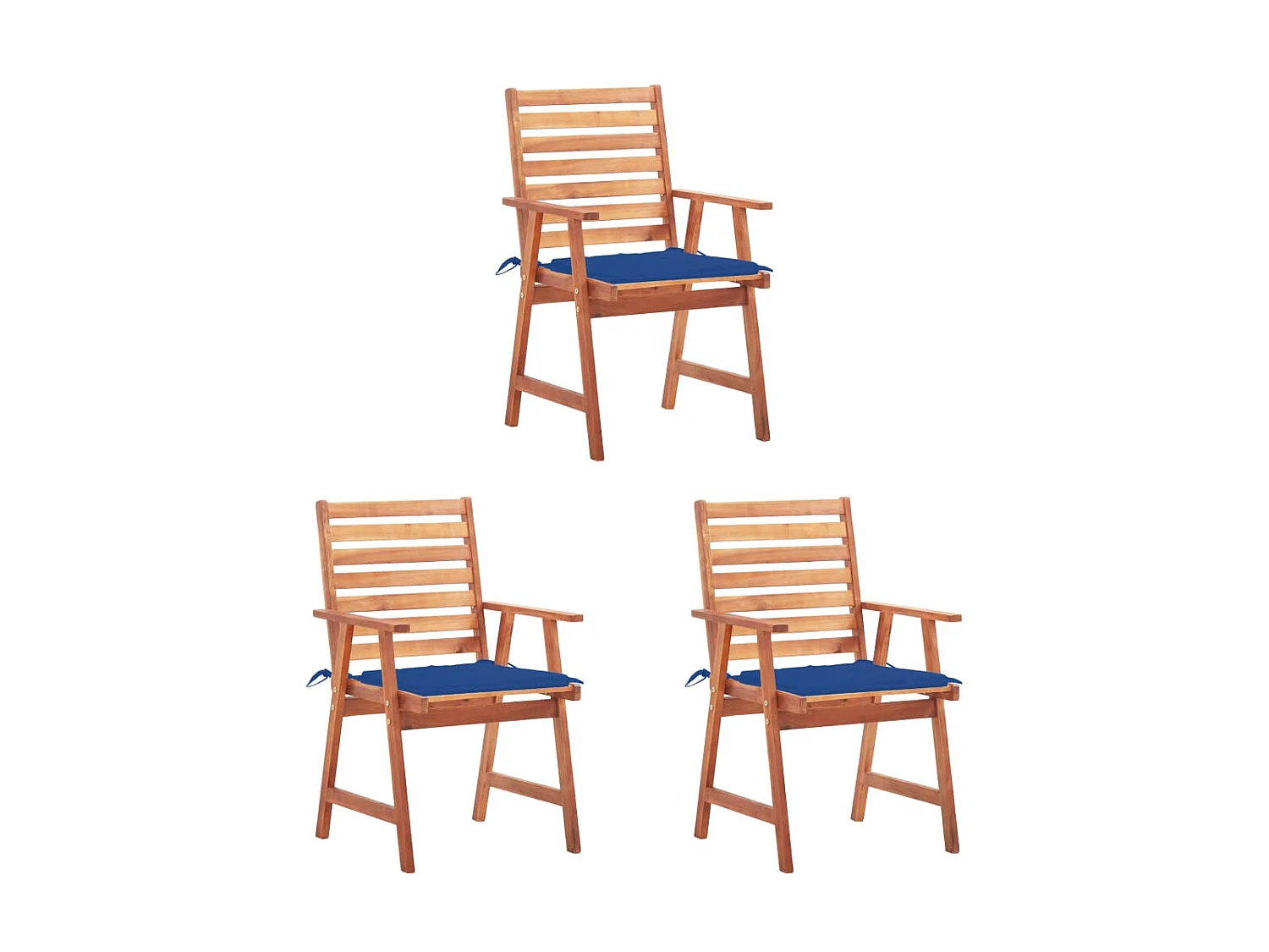 Chaises à dîner d'extérieur 3 pcs avec coussins Acacia massif 32