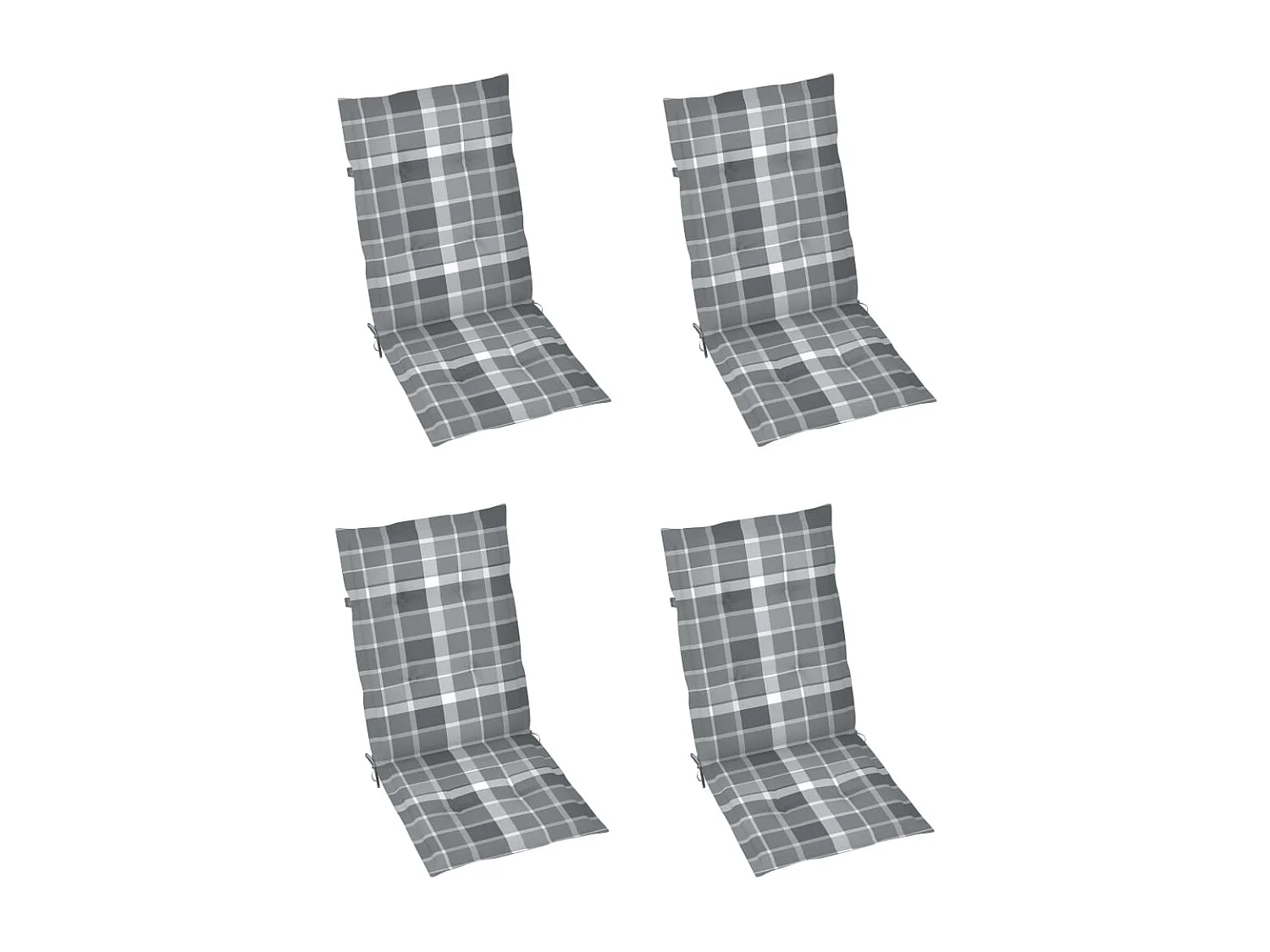 Chaises de jardin 4 pcs avec coussins à carreaux gris Teck 3
