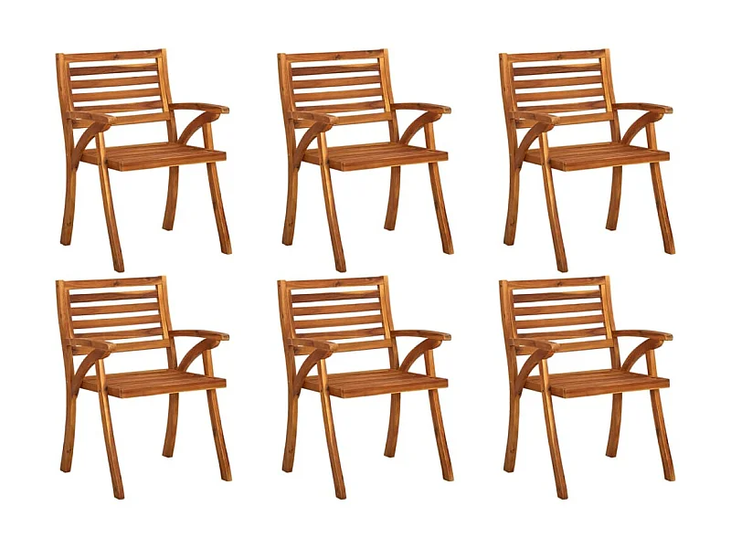 Chaises de jardin 6 pcs Bois d'acacia solide