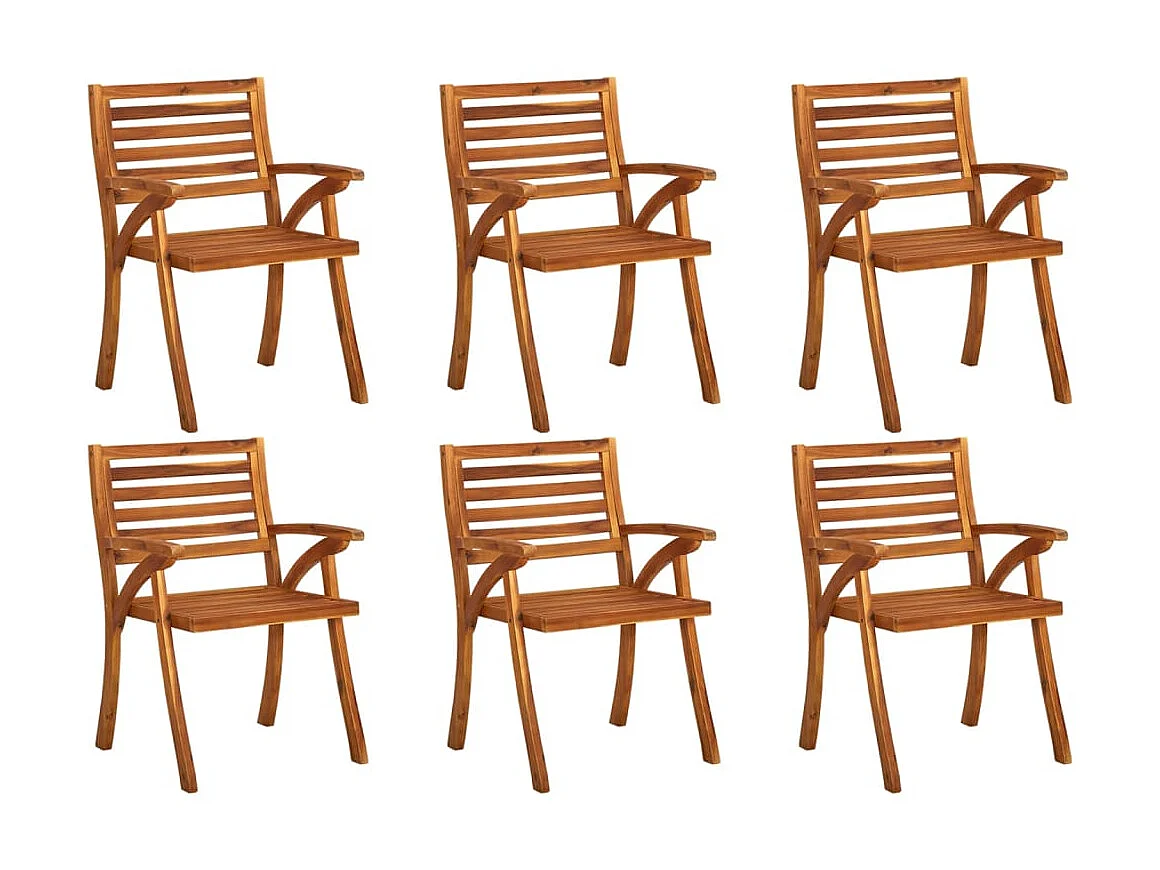 Chaises de jardin 6 pcs Bois d'acacia solide